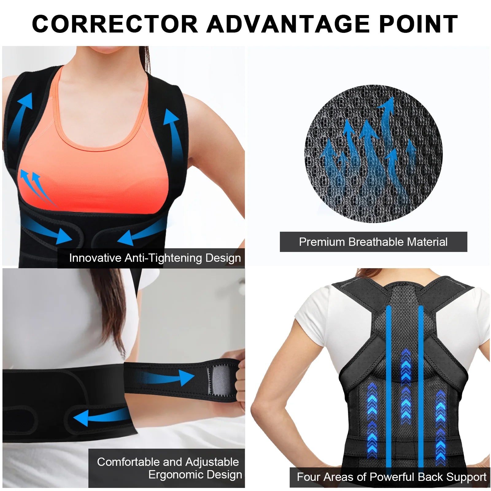 Back Brace and Posture Corrector for Women and Men, Adjustable and Lightweight - Scoliosis and Hunchback Correction (Medium)