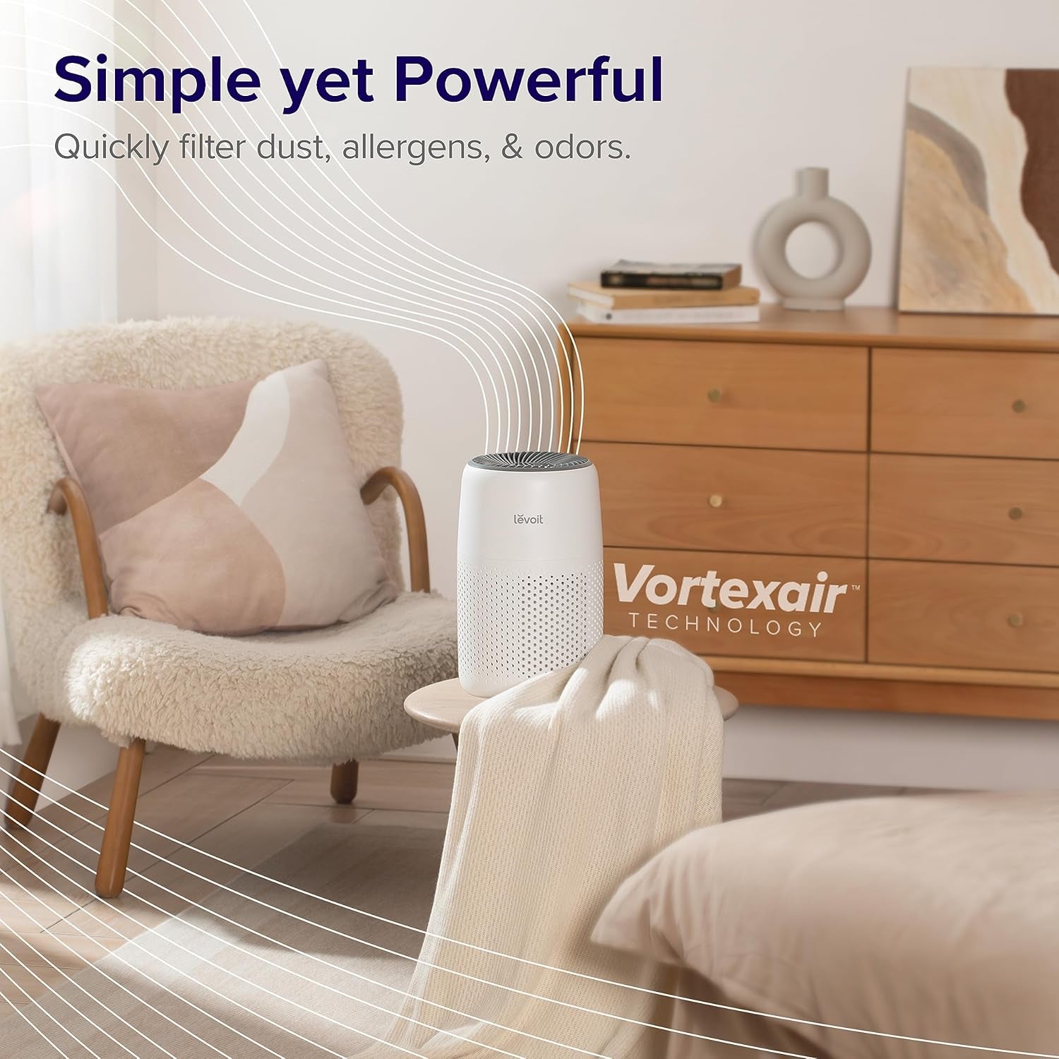 Air Purifier for Bedroom Home, Quiet HEPA Filter Cleaner with Fragrance Sponge & 3 Speed for Better Sleep, Air Frenshener, Allergies, Dust, Pet Dander, Odour, Smoke, Office, Desktop, Core Mini