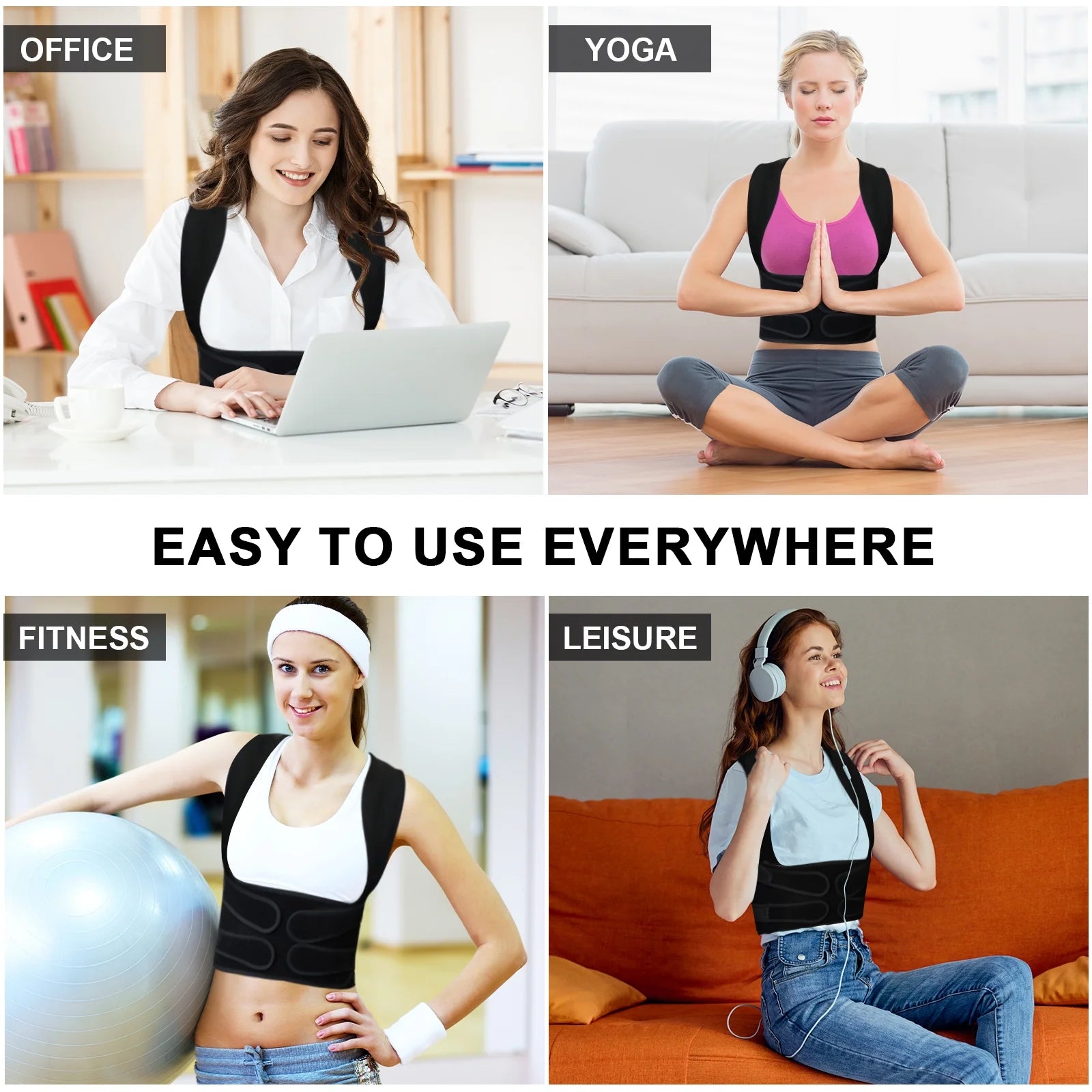 Back Brace and Posture Corrector for Women and Men, Adjustable and Lightweight - Scoliosis and Hunchback Correction (Medium)